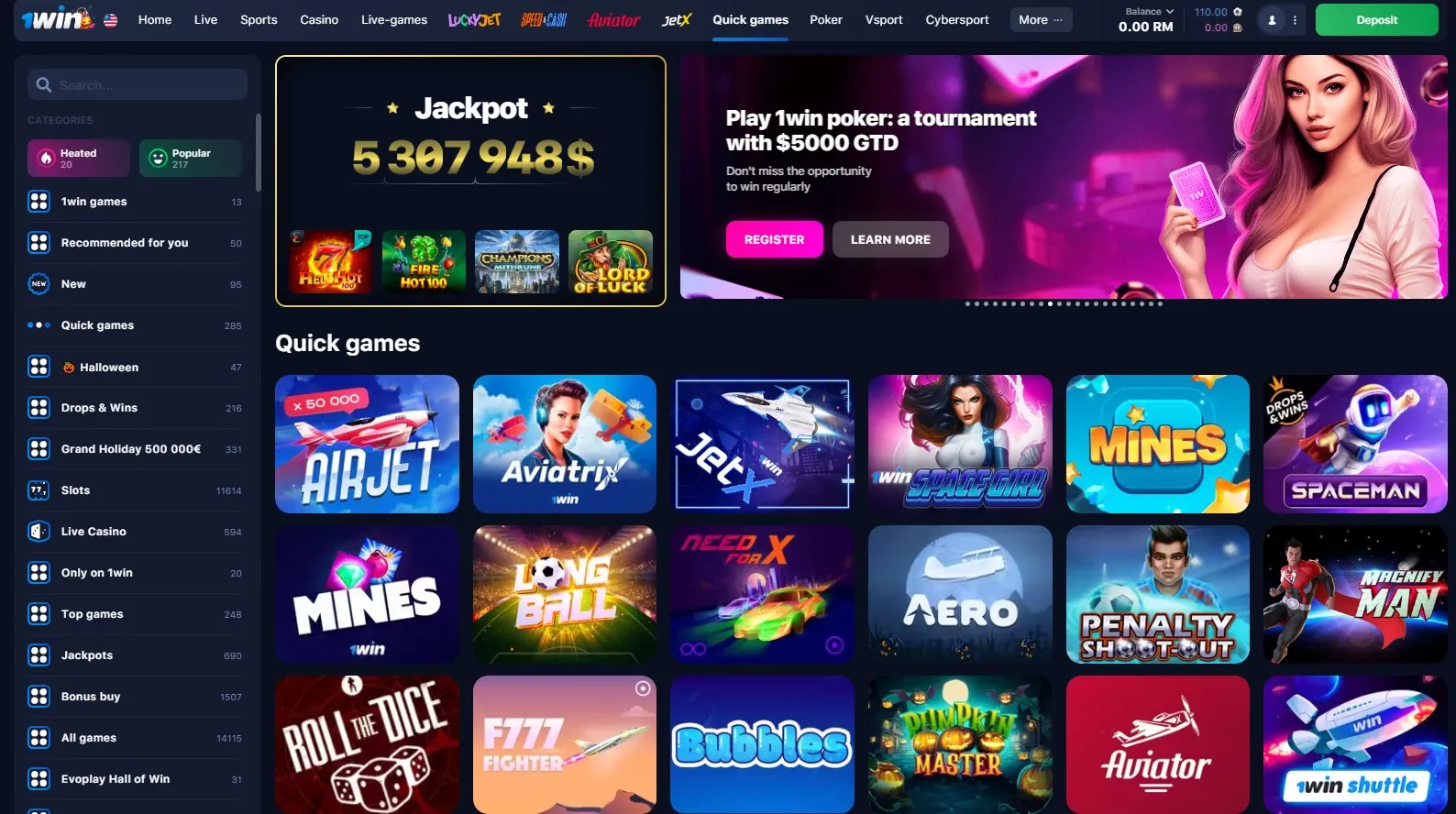 Juegos instant谩neos en el casino en l铆nea 1WIN