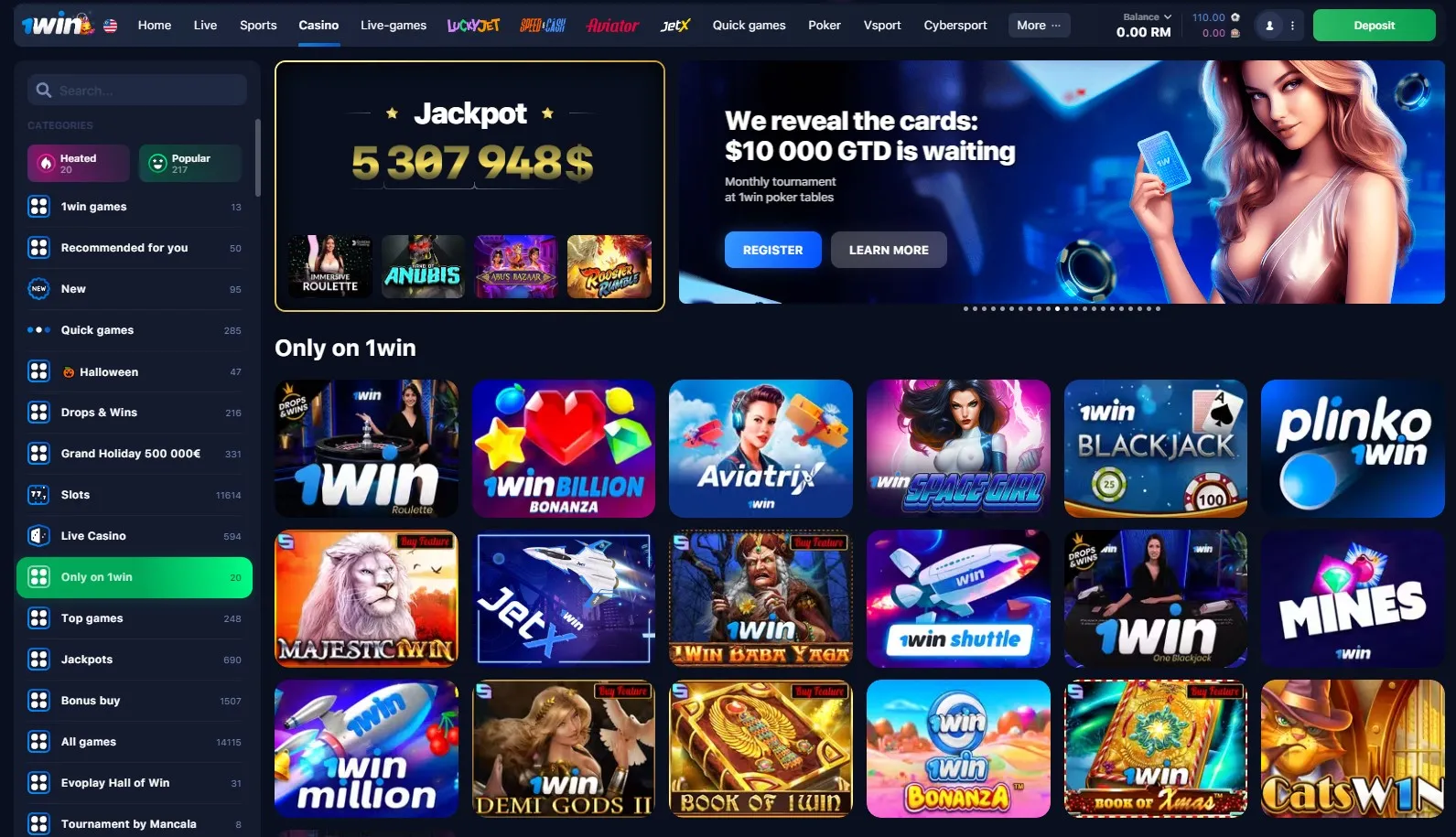 Juegos exclusivos de 1WIN